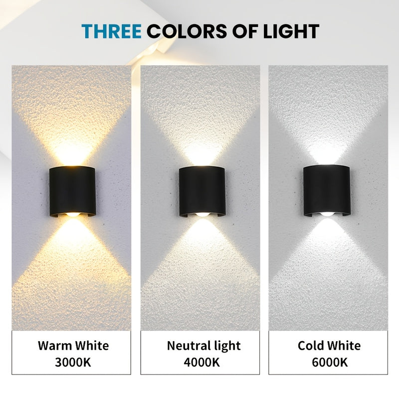 Lámpara de pared LED moderna, 2W, 85-265V, para interior y exterior, jardín o patio, con hardware de instalación, montaje semiempotrado, plástico negro, desmontable, sin batería, iluminación para patio | Lámpara de pared elegante | Luz LED moderna, luces