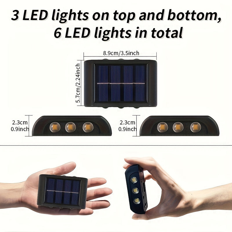 4pcs/6pcs/8pcs luces solares para valla, luces solares exteriores, luces decorativas de jardín y pared, ideales para patio, terraza, paisajismo urbano y balcón, luz cálida blanca