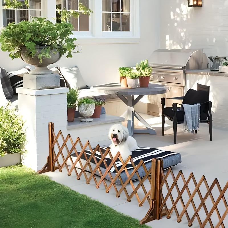 Valla Telescópica Ajustable de Madera de Cedro - Estilo Rústico Europeo para Jardines, Patios y Protección de Plantas, Segura para Mascotas, Divisor Exterior, Barrera Clásica Resistentes al Clima, Cercado para Amantes del Jardín