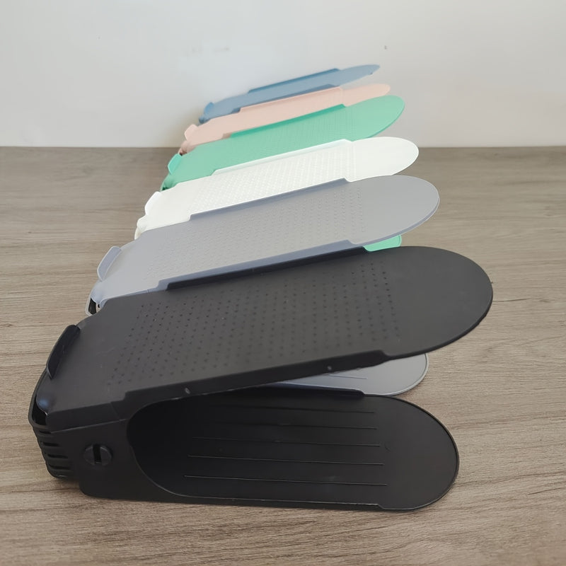 12 piezas de organizadores de zapatos de plástico ajustables, práctico organizador multiusos para entrada, sala, dormitorio, baño, hogar y residencia estudiantil - Blanco