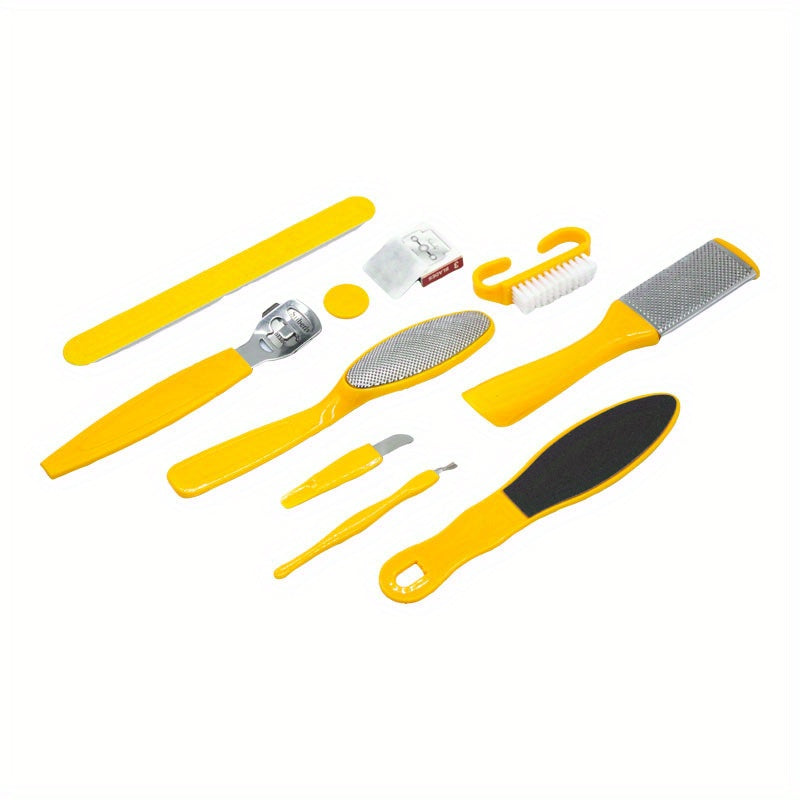 10 piezas de juego de limas para pies de acero inoxidable, herramientas profesionales para pedicura, para eliminar callos y piel dura, no eléctricas, kit de cuidado de pies manual con mango de plástico, sin perfume, para una piel suave y tersa, accesorio