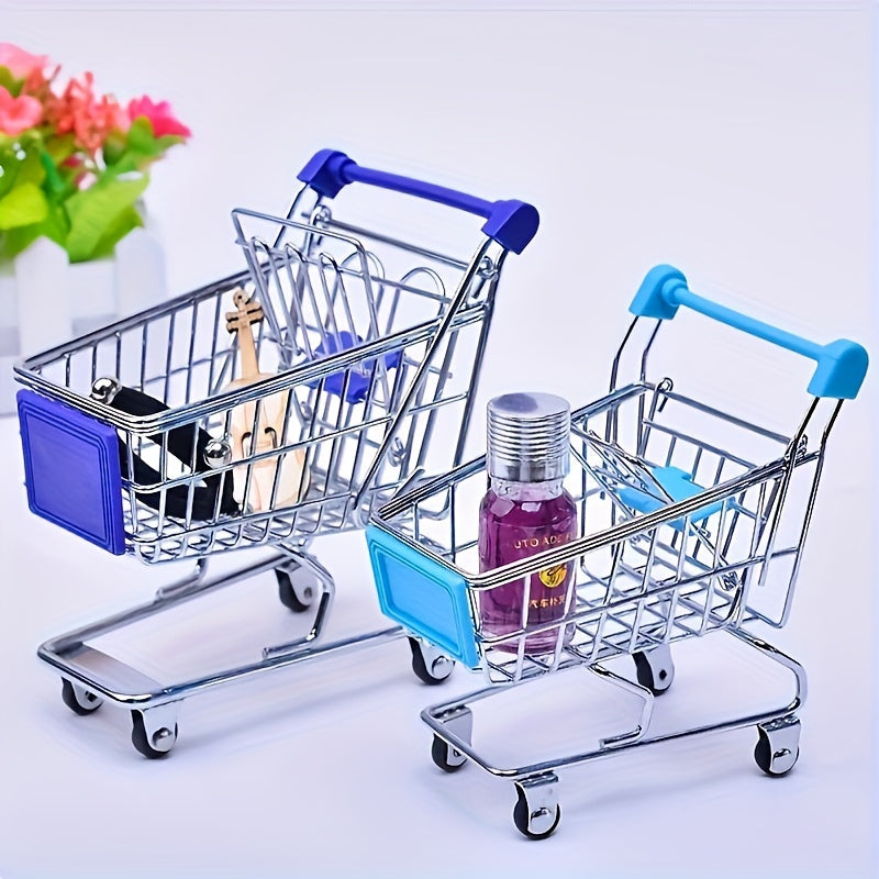 Organizador Chic de Mini Carrito de Compras - Perfecto para Cosméticos y Decoración del Hogar, No Necesita Energía