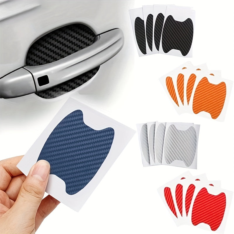 4 Piezas De Película Protectora Para Manija De Puerta De Automóvil, Protector Adhesivo Para Manija De Puerta De Automóvil, Película Protectora Universal Para Manija De Puerta De Automóvil De Fibra De Carbono