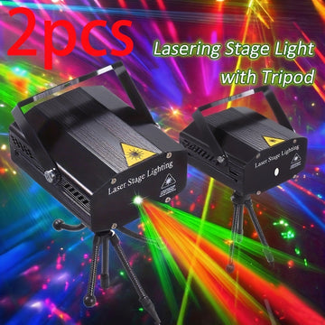 Dos luces láser de concha negra Two 07, efecto disco en rojo y verde deslumbrante, alimentación USB, ideales para fiestas, cumpleaños y festividades, luz ambiental esencial