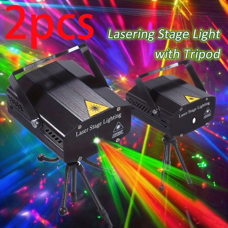 Dos luces láser de concha negra Two 07, efecto disco en rojo y verde deslumbrante, alimentación USB, ideales para fiestas, cumpleaños y festividades, luz ambiental esencial