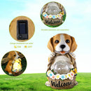 1pc Decoración De Jardín Perro Energía Solar Animal Decoración Señal De Bienvenida, Estatua Luz Nocturna, Luz De Resina Artesanal De Jardín