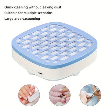 Aspiradora de Uñas con USB - Potente Succión, Compacta y Ligera con Filtro Lavable, Sin Batería Necesaria, Ideal para Hogar, Salón o Uso Personal (Azul/Blanco/Rosa) - Herramienta Perfecta para Arte en Uñas, Cepillo para Polvo de Uñas, Diseño Elegante, Ma