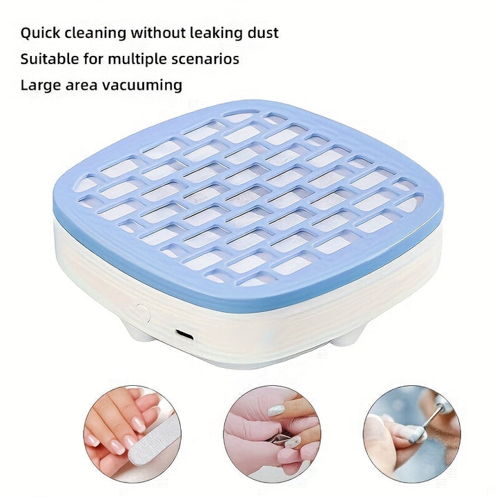 Aspiradora de Uñas con USB - Potente Succión, Compacta y Ligera con Filtro Lavable, Sin Batería Necesaria, Ideal para Hogar, Salón o Uso Personal (Azul/Blanco/Rosa) - Herramienta Perfecta para Arte en Uñas, Cepillo para Polvo de Uñas, Diseño Elegante, Ma