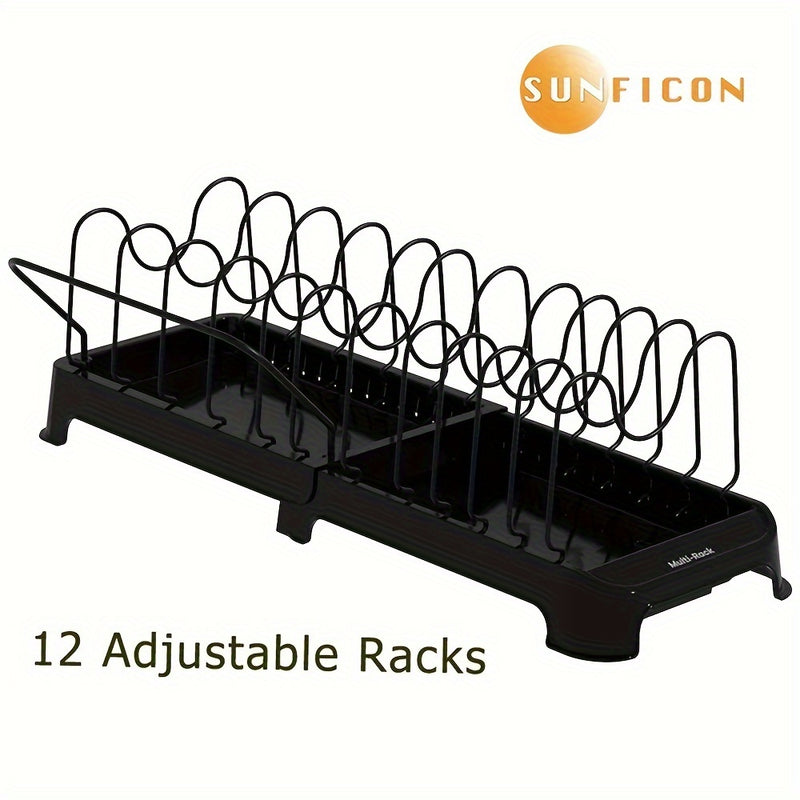 Organizador Expandible de Ollas y Sartenes, Organizador de Ollas y Sartenes Expandible Multifuncional de 12 pzas para Gabinete con Compartimentos Ajustables, Tapa y Almacenamiento de Utensilios de Cocina