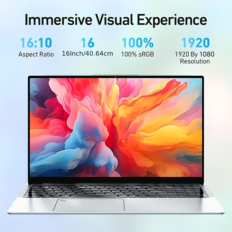Laptop delgada y ligera para negocios 2025, pantalla grande FHD IPS de 15.6 pulgadas, 16GB RAM, 1TB SSD PCIe, Intel 12va generación N95, asistente de oficina, lector de huella digital, teclado retroiluminado, cámara web, WiFi dual banda 5G, ideal para es