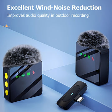 Sistema de micrófono de solapa inalámbrico profesional SENWUKO - Carga USB-C, batería de litio, grabación silenciosa con función de silencio, diseño moderno en negro para streaming y llamadas, SENWUK