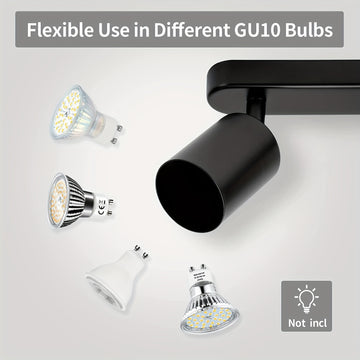 1 pieza de luz de techo LED con 2 bombillas, luz de techo LED giratoria GU10, barra de luces de techo moderno negro para cocina, dormitorio, sala de estar (bombilla no incluida)
