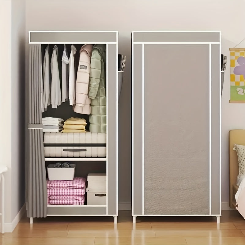 1 caja de almacenamiento portátil para armario - Montaje rápido, estructura de acero resistente y tela no tejida duradera, organizador plegable de varias capas con puerta transparente para espacios pequeños, dormitorios, apartamentos - Solución de almace