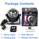 Luces de DJ de bola de discoteca, luces de fiesta activadas por sonido RGB Lámpara estroboscópica giratoria de escenario con control remoto inalámbrico para graduación, cumpleaños de niños, boda, zumba, decoraciones de verano, bar