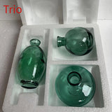 Conjunto de 3 jarrones de vidrio modernos, jarrón redondo decorativo transparente para hidroponía y flores secas, trío de pequeños jarrones de vidrio de lujo creativos, elegante exhibición para la mesa.