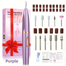 Kit de lima eléctrica para uñas - Conjunto de manicura y pedicura portátil con carga USB, 20 brocas, conjunto de pulido, cinta de lijado y herramientas de recorte de uñas - Ideal para uso en salón de casa y regalos, accesorios de taladro de uñas