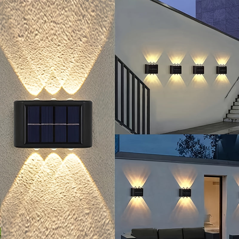 1 pieza/4 piezas de luz decorativa solar para jardín, iluminación de pared con proyector hacia arriba y abajo