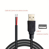 2/5/10pcs Cable de Alimentación USB DIY USB Macho de 2 Pines para Soldar para Luces LED, Ventiladores, Cámaras, Tiras LED, Lámpara de Escritorio