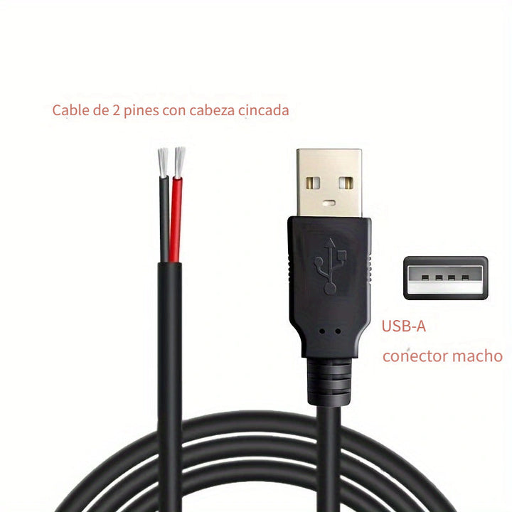 2/5/10pcs Cable de Alimentación USB DIY USB Macho de 2 Pines para Soldar para Luces LED, Ventiladores, Cámaras, Tiras LED, Lámpara de Escritorio