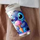 1 unidad de taza de viaje de 18 oz Disney Stitch, gran capacidad, acero inoxidable, para bebidas frías y calientes, crema. Ideal como regalo para verano e invierno, KFB03231