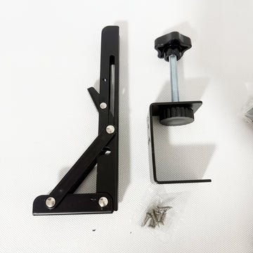 Extensión de escritorio de acero negro moderno - Extensor de escritorio de computadora plegable sin taladro con altura ajustable, sujeción sólida para hogar y oficina, extensión de escritorio, acabado metálico elegante, construcción duradera