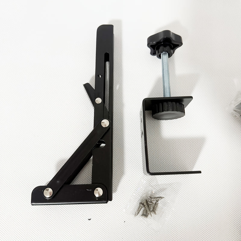 Extensión de escritorio de acero negro moderno - Extensor de escritorio de computadora plegable sin taladro con altura ajustable, sujeción sólida para hogar y oficina, extensión de escritorio, acabado metálico elegante, construcción duradera
