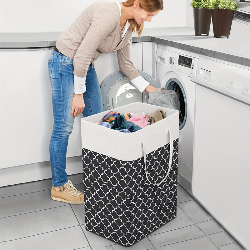 1pc Cesto de Ropa 75L Grande con Asas Extensibles, Cubierta de Tela, Cesto Plegable Alto para Ropa Sucia, Organizador de Lavandería, Bolsa de Almacenamiento para Juguetes, Accesorios para Dormitorio, Baño, Hogar y Familia, Accesorios para Lavandería, Col