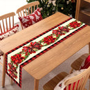 Mantel de mesa floral navideño - Bandera de mesa rectangular tejida de poliéster con diseño de cuadros rojos y negros, decoración de mesa navideña para comedor, café, cocina y decoración de fiestas - 1 pieza
