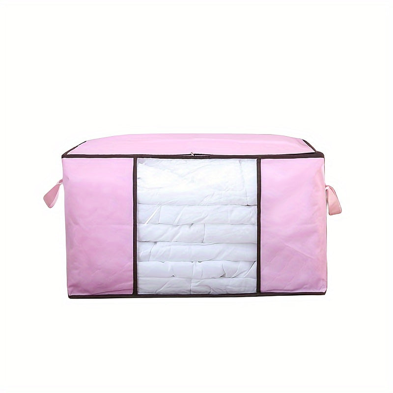 1pc Bolsa De Almacenamiento De Ropa De Gran Capacidad Con Asa Reforzada, Cremallera Resistente, Para Edredones, Mantas, Ropa De Cama