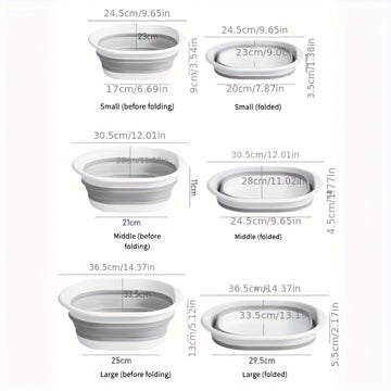 3 Piezas de Lavabo Portátil Plegable, Cubeta para Lavar Verduras, Lavamanos Plástico para Dormitorio Estudiantil, Cubeta Multiusos Plegable, Juego de Cubetas Plegables