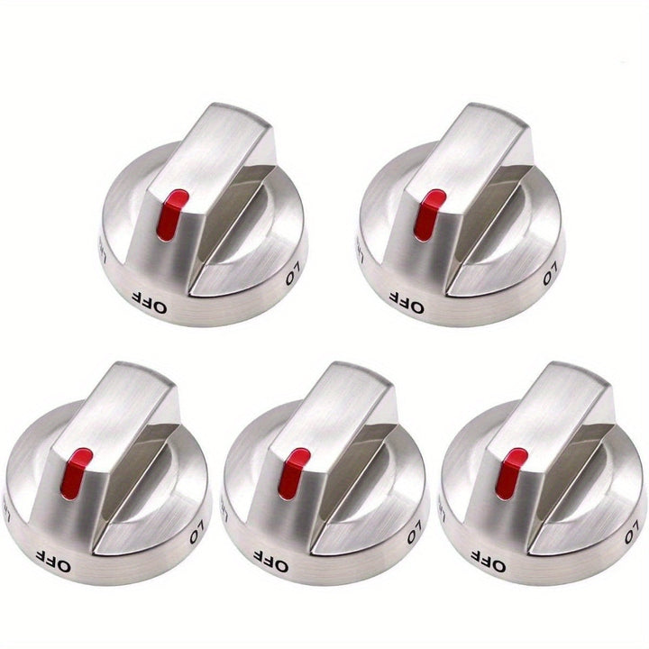 5 Pomos de Repuesto para Cocina de Gas, Acero Inoxidable, Eje en D, Piezas de Recambio para for Samsung DG64-00473B y DG64-00473A, Compatibles con NX58F5700WS, NX58H5600SS, NX58J7750SS