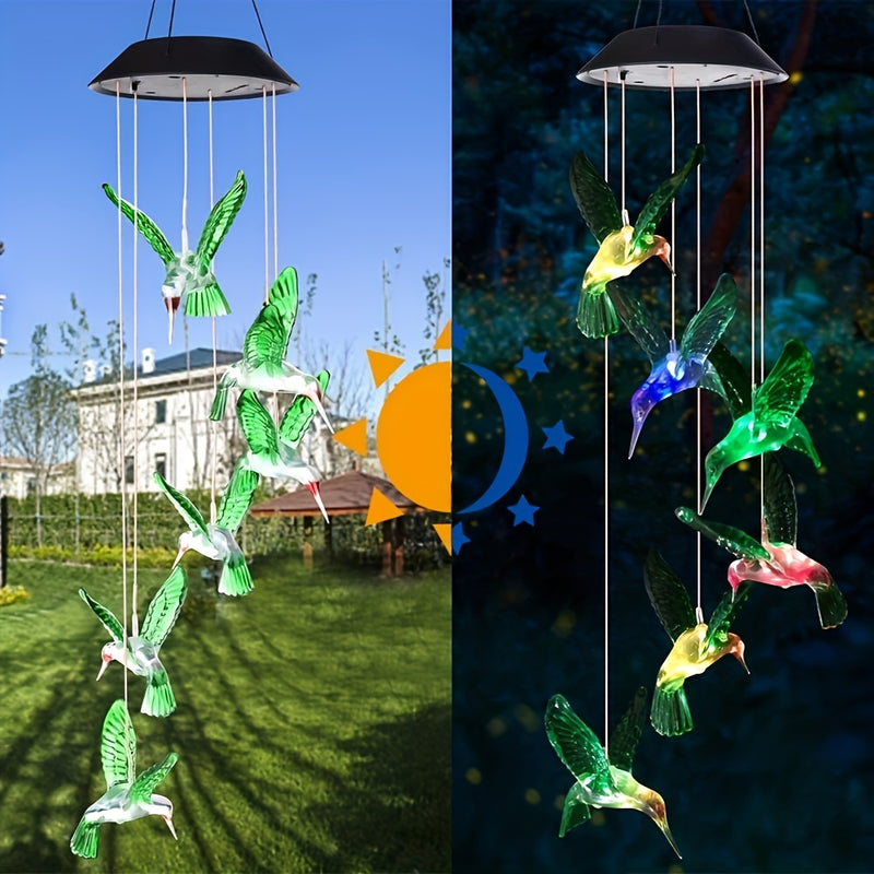 Linterna de Viento con Pájaro Verde Solar para Exteriores, Decoración Escénica para Villas y Hogares, Luz Ambiental para Balcón o Terraza, Colgante Decorativo, Luz de Navidad Impermeable sin Factura de Electricidad