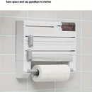 Organizador de cocina de pared 6 en 1 - Dispensador de papel de aluminio multifuncional con soporte de papel, almacenamiento de encimera que ahorra espacio para toallas de papel, servilletas y más, instalación fácil, diseño duradero