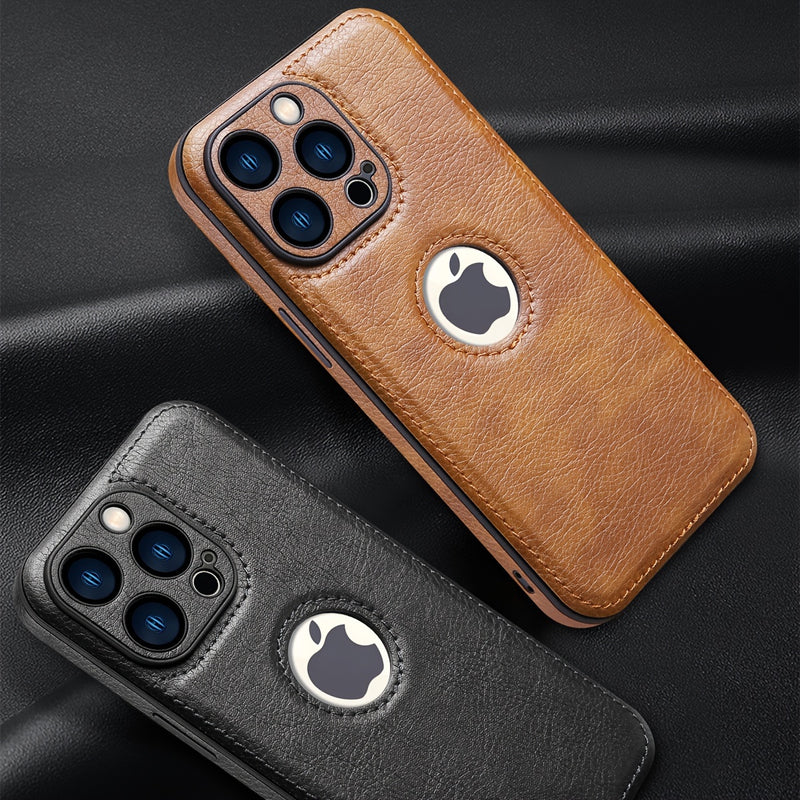 Funda delgada premium de cuero vegano, compatible con iPhone 16E/16/15/14/13/12 Pro Max, diseño clásico de lujo y elegante, con protección contra golpes