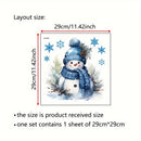 Conjunto de calcomanías de inodoro de Snowman de Navidad - Pégatina autoadhesiva de vinilo para baño con patrón de copo de nieve azul - Embellecimiento festivo reutilizable de tema Snowman para decoración de inodoro