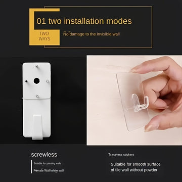 1 pieza de almacenamiento de pared que ahorra espacio, hecho de material PP, diseñado para routers y cajas de TV, no se requiere taladro, una solución de almacenamiento efectiva.