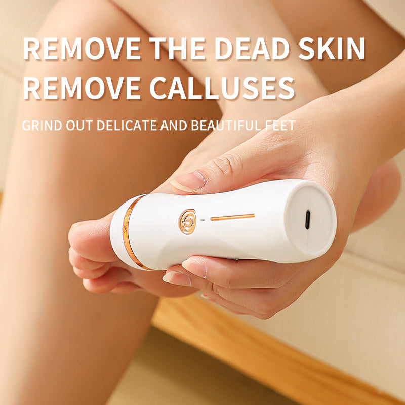 Limpiador Eléctrico Profesional de Pies - Exfoliante y Removedor USB con Luz Rápida Beige, Diseño Inalámbrico para Talones Suaves, Dedos y Pies - Herramienta de Cuidado para el Hogar y Viajes, Batería de Litio - Ideal para Pedicuras, Manicuras y Cuidado