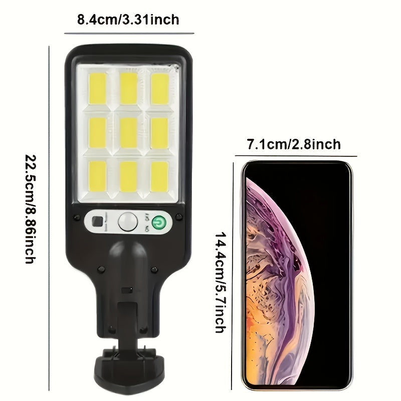 Linterna Solar LED con Sensor de Movimiento, 3 Modos de Iluminación, Ideal para Patio, Jardín, Calle, Valla y Áreas Exteriores, Carga por Panel Solar