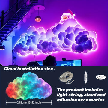 Luz inteligente RGBIC con nube de trueno con sincronización de música y activación de sonido - Iluminación de estado de ánimo LED para salas de juego, fiestas, efectos de tormentas dinámicas, control de voz, iluminación de ambiente interior (idea perfect