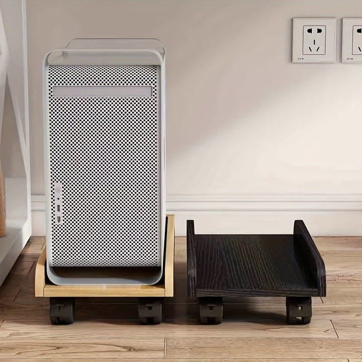 Soporte de Madera para Computadora Móvil con Ruedas - Estante Ajustable Vertical para Almacenamiento en Casa y Oficina, Unidad de Cubo de Madera Dura, Organizador Multinivel para Computadoras y Accesorios