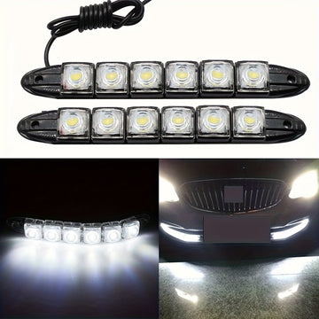 2pcs Luces LED para Coche - Flexibles 6SMD Blanco y Azul Hielo, Conectadas Directamente para Vehículos, DC 12V