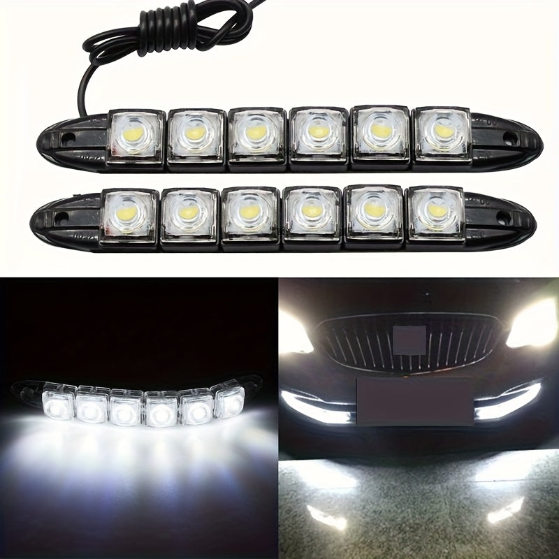 2pcs Luces LED para Coche - Flexibles 6SMD Blanco y Azul Hielo, Conectadas Directamente para Vehículos, DC 12V