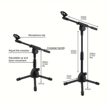 Soporte de Micrófono Retráctil de Brazo Oscilante Montado en el Suelo para Actuaciones en Escenario/Conciertos con Trípode, Soporte de Trípode