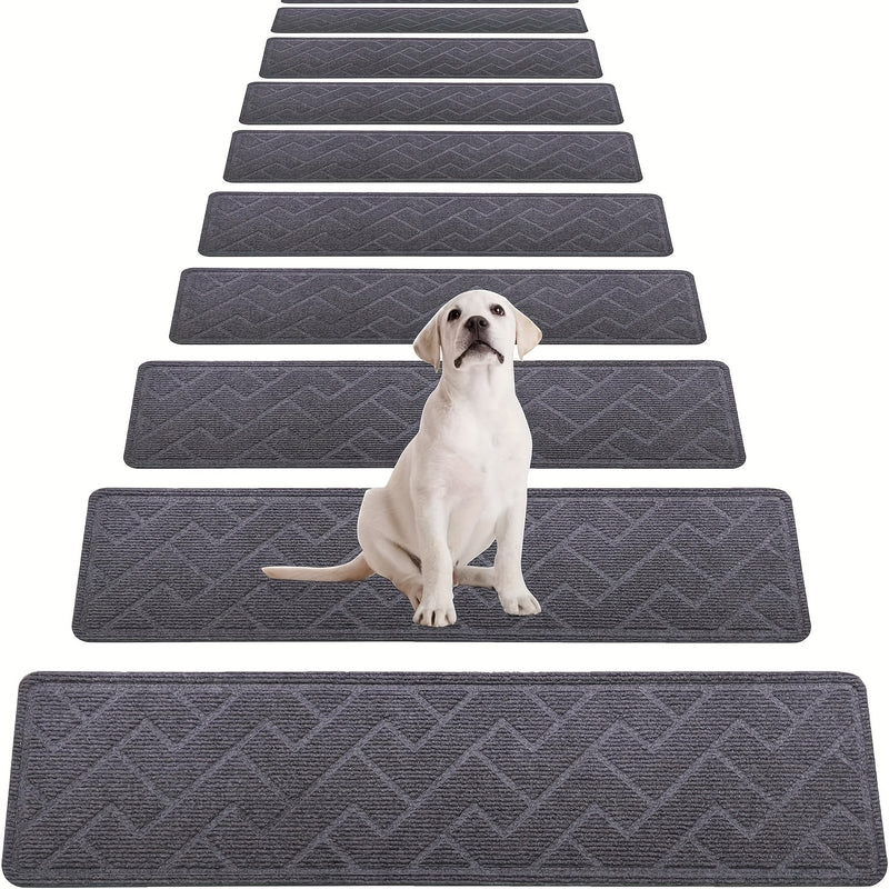 7/15pcs Peldaños Antideslizantes para Escaleras, 76.2x20.32 cm - Tapetes de Seguridad Autoadhesivos Reutilizables para Pasos de Madera en Interiores, Ideales para Ancianos y Mascotas, Patrón Chevron, Lavables a Máquina
