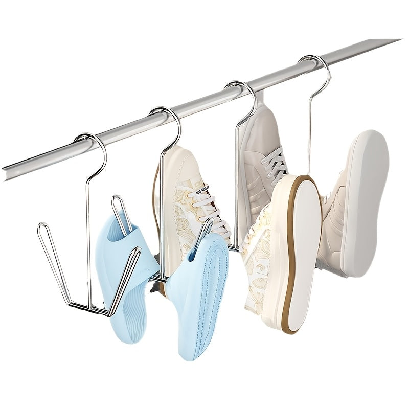 4 piezas de ganchos organizadores para zapatos de metal, soporte de acero inoxidable ahorrador de espacio con gancho, construcción duradera de metal sin acabado, fácil de armar, independiente, con almacenamiento para clóset, accesorio para el hogar y la