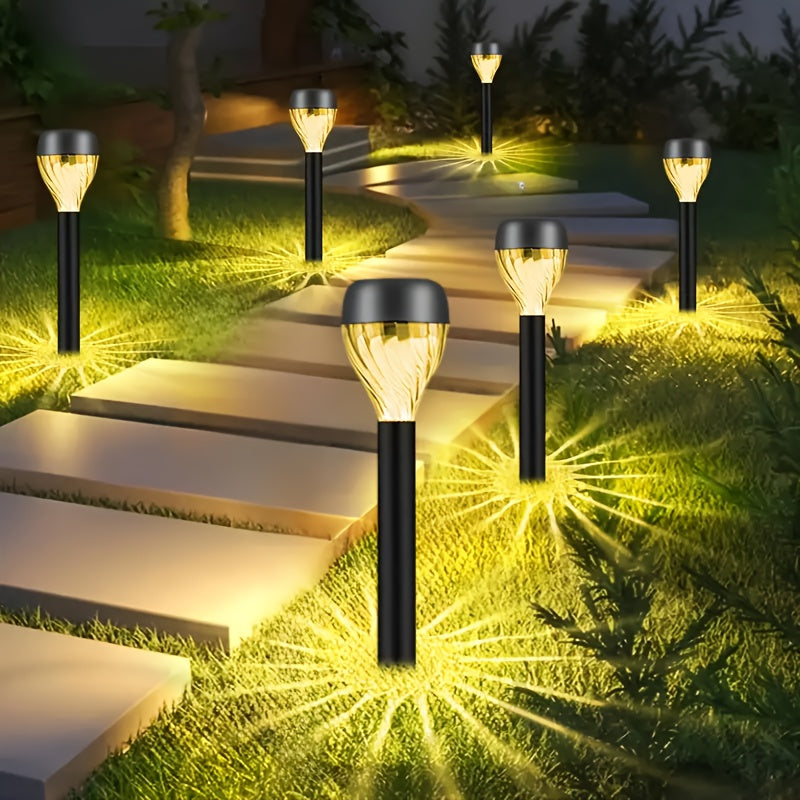 10 paquetes de luces solares para decoración de jardín - Inteligentes con encendido/apagado, alimentadas por energía solar, IP44, adecuadas para césped, patio trasero, camino, carretera privada, jardín, patio y barbacoa (luces solares exteriores blancas/