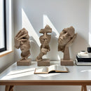 3 piezas de máscaras decorativas artesanales europeas, figuras abstractas simples, escultura para sala de estar u oficina