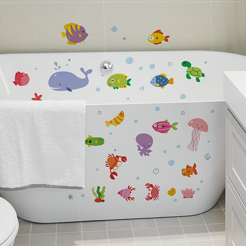 1 Juego de 6 Pegatinas Antideslizantes para Bañera con Patrones Creativos de Animales Subacuáticos, Pegatinas para Baño, Pegatinas para Bañera Esmeriladas