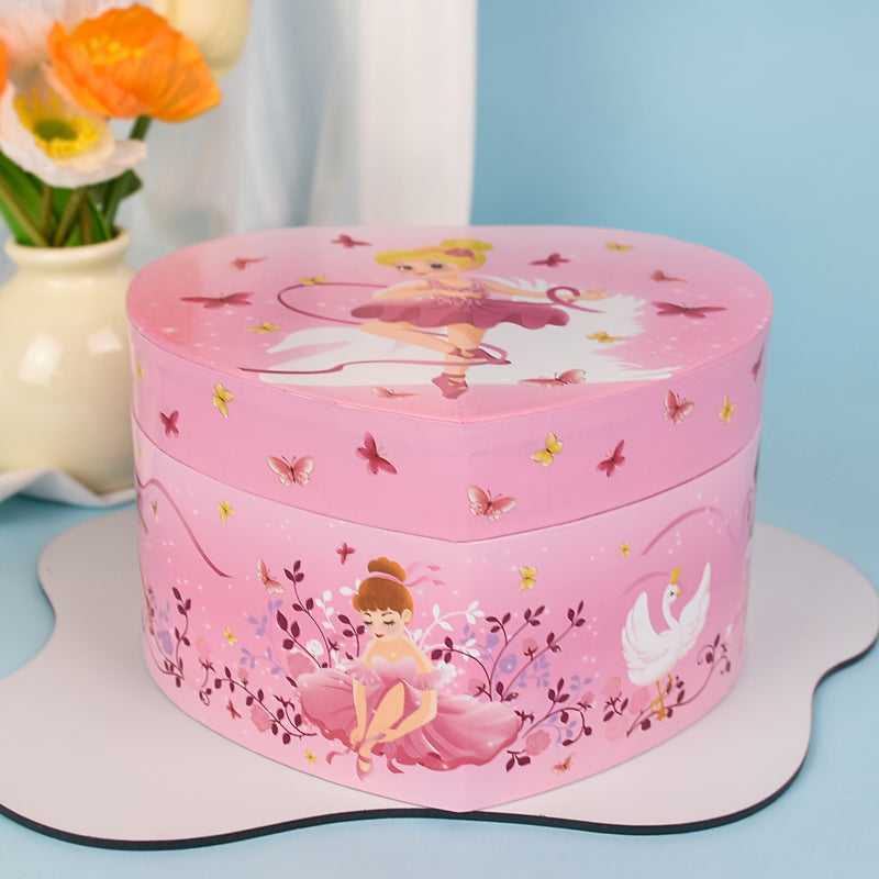 Caja de música de madera con forma de corazón, estilo glamuroso, figura decorativa, sin necesidad de pilas, para regalos de cumpleaños y almacenamiento para mujeres.
