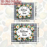 1pc Protector de Encimera para Estufa - Tapete Resistente al Calor con Diseño Floral (Margaritas, Bayas Rojas), Protector Antirrayaduras para Cocinas de Gas/Eléctricas y Hornos - Compatible con Diseños "Welcome Home" - Ideal para Hogar, Oficina o Hotel -
